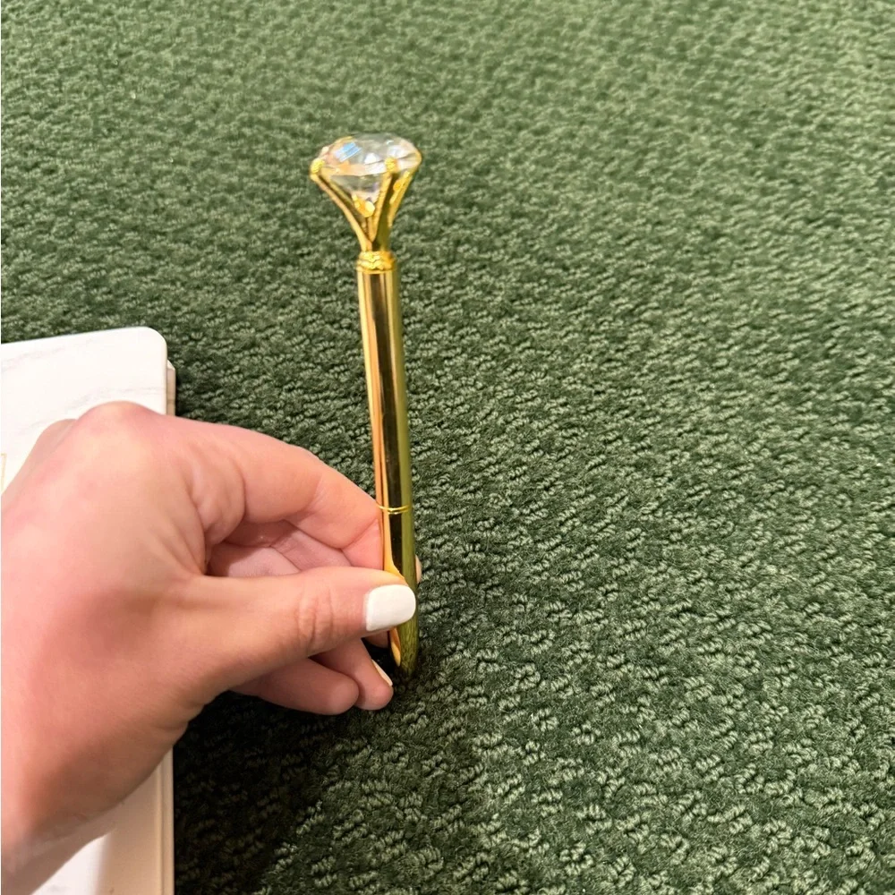 Designworks Ink Lined Journal Marble With Gold and Gold Diamond twist pen